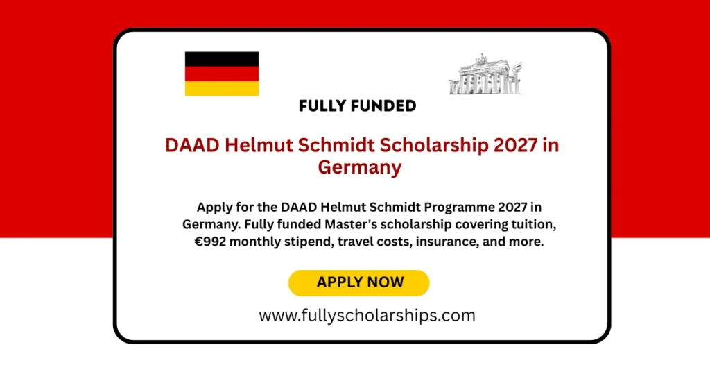 DAAD Helmut Schmidt Scholarship 2027 in Germany